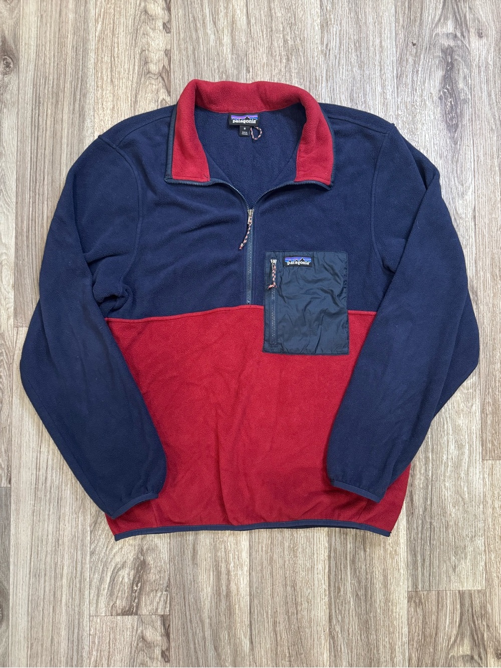 Patagonia Men’s Synchilla Snap-T Fleece Pullover Medium Navy Red Colorblock - Picture 3 of 6